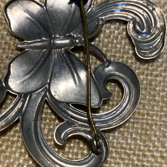 Vintage likely 60’s revival of art nouveau style brooch silver tone - Picture 9 of 11